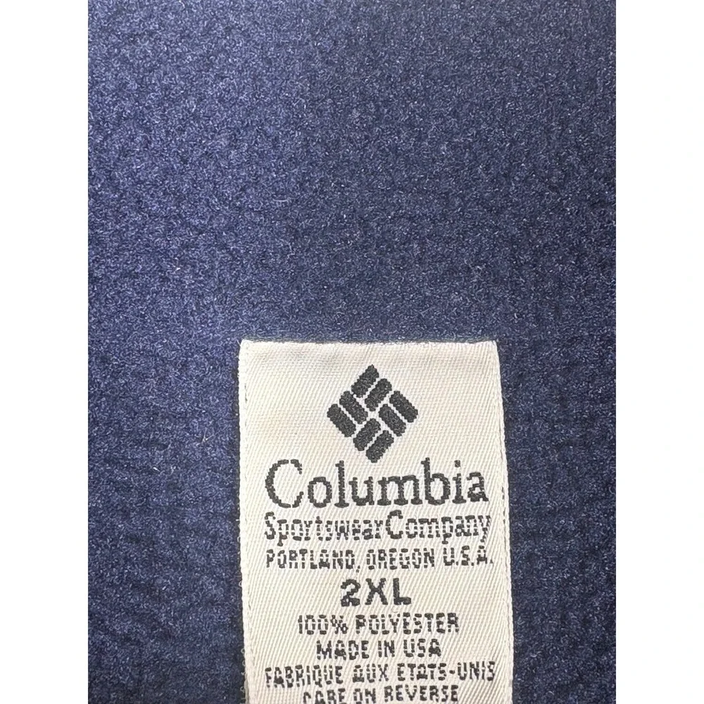 Vintage Columbia Fleece Pullover Mens 2XL Navy Blue Snap T Neck WS6073 F99 USA